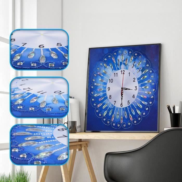 Lucky tableau toile Horloge murale de broderie en forme de