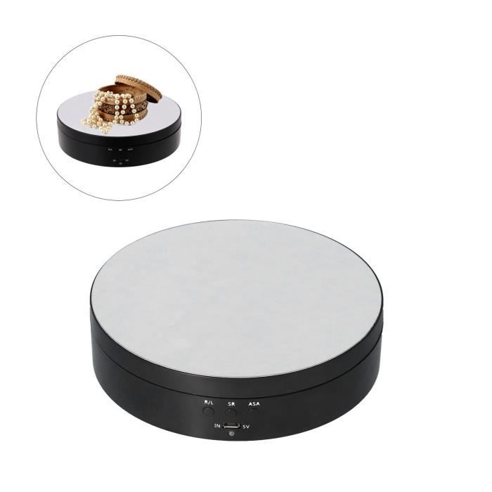 Présentoir Rotatif 360° Verre Miroir 18 Cm – Plateau Tournant Automatique Réglable Pour Bijoux, Montres, Cosmétiques Et Expositions