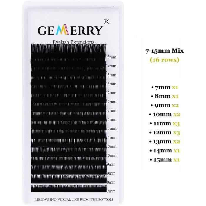 Extensions De Cils Professionnelles 0.18 D Curl - Mix De Longueurs 8-14 Mm - Neuf - Marque GEMERRY