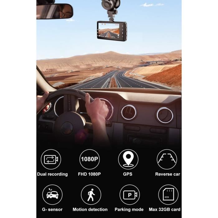 Dashcam Miroir écran 4.5" Full HD 1080P – Caméra Avant Et Arrière étanche – Fonction Caméra De Recul Avec Lignes – Pour Voiture