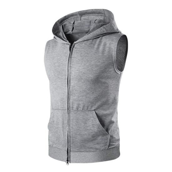 Sweat Sans Manche Homme Débardeur à Capuche Homme Fitness Sans