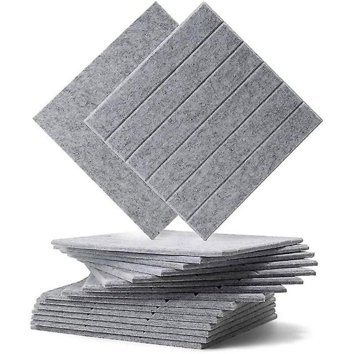 Lot 12 Panneaux Mousse Acoustique 300x300x50mm - Absorbeur Sonore Rainures