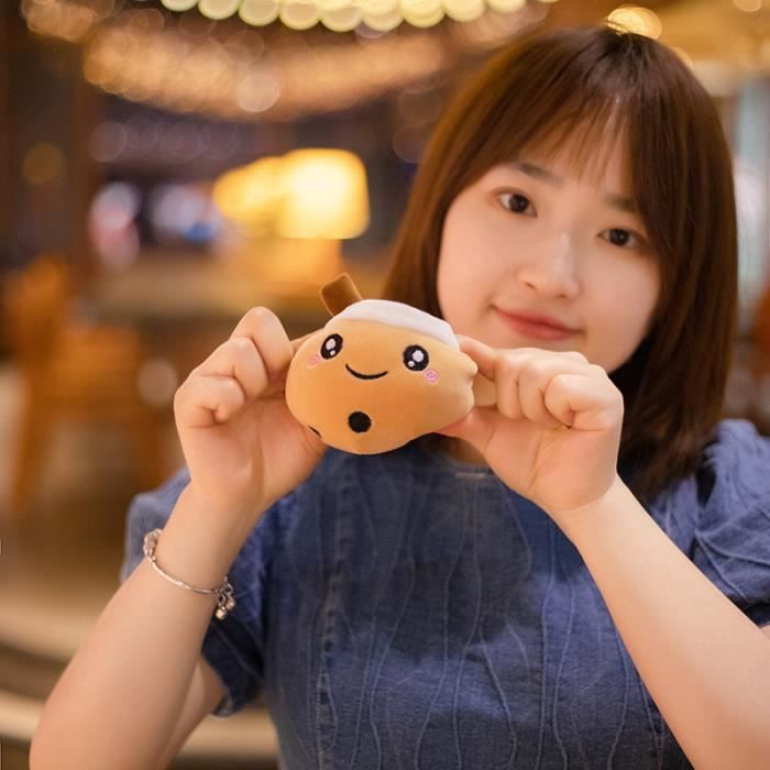 Yuanyan brun - 10 cm - Porte-clés mignon Bubble Tea pour filles et garçons,  Pendentif en peluche douce, Décor