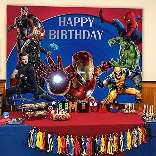 Toile de fond d'anniversaire Marvel Avengers pour enfants, décoration de  fête d'anniversaire, arrière-plan de photographie en vinyle, rideaux photo