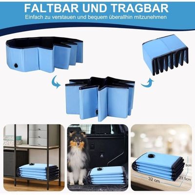 Sillar Piscine Pliable Pour Chiens Et Chats – PVC Résistant, Fond Antidérapant, 120x30 Cm, Avec Vidange – Jardin/balcon