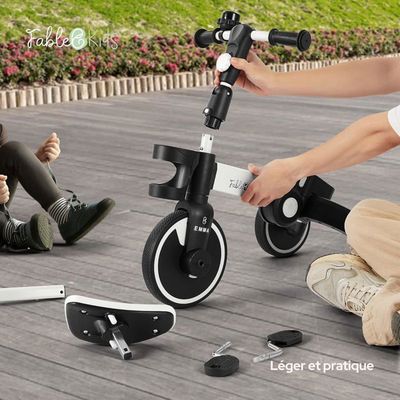 Tricycle pour enfant 7 en 1 avec poignée de guidon pour 1 à 5 ans - Draisienne pliable