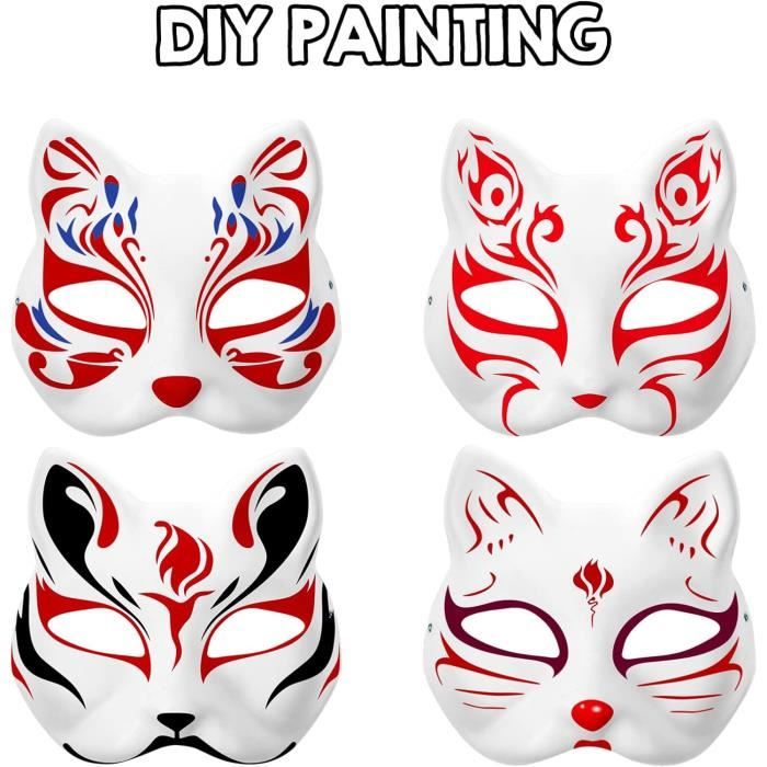 Kit Masque Therian Bricolage - 6 Masques Chat + Accessoires - Pour Cosplay, Halloween, Jeu De Rôle - Personnalisable