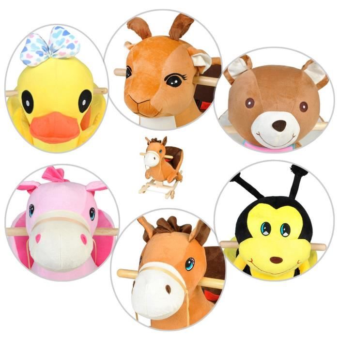 Cheval bascule animal porteur jouet 2 en 1 Marron Ours