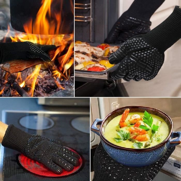 Gants De Barbecue Résistants à 800°C - Antidérapants, Longue Manche - Pour Cuisson, Four, Fumoir - 1