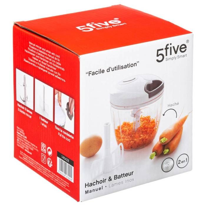 Promo Bol 2 En 1 Hachoir 5 Lames En Inox Batteur Manuel à Fil Chez - 5