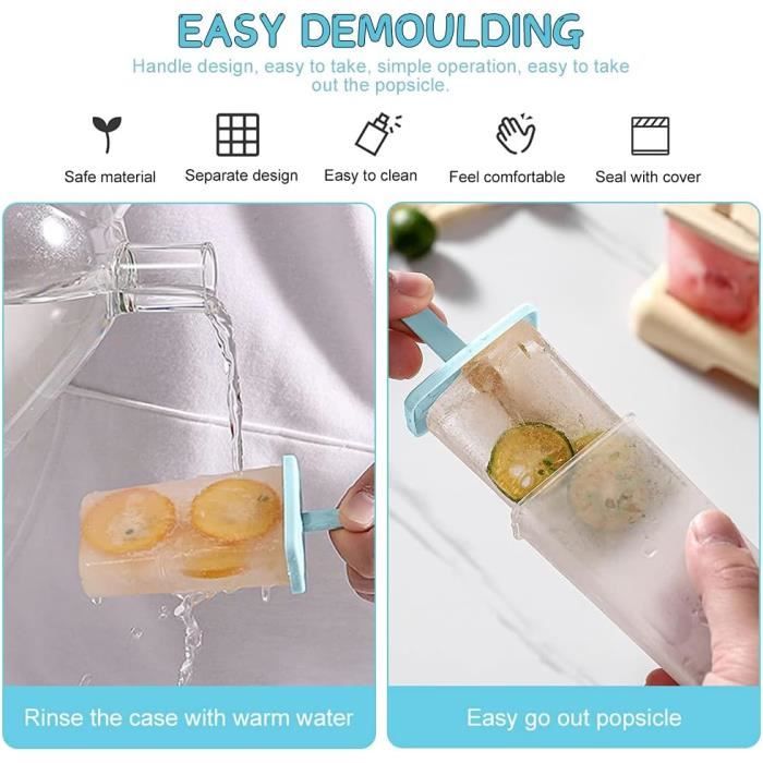 Wooshwa Moule A Glace, Batonnet Glace Bebe, Mini Moule à Sucette Glacée Licorne Pour Enfants, Silicone Alimentaire Avec Bâtonnets En Plastique, Sans BPA, 4 Pièces, Rose (Classique