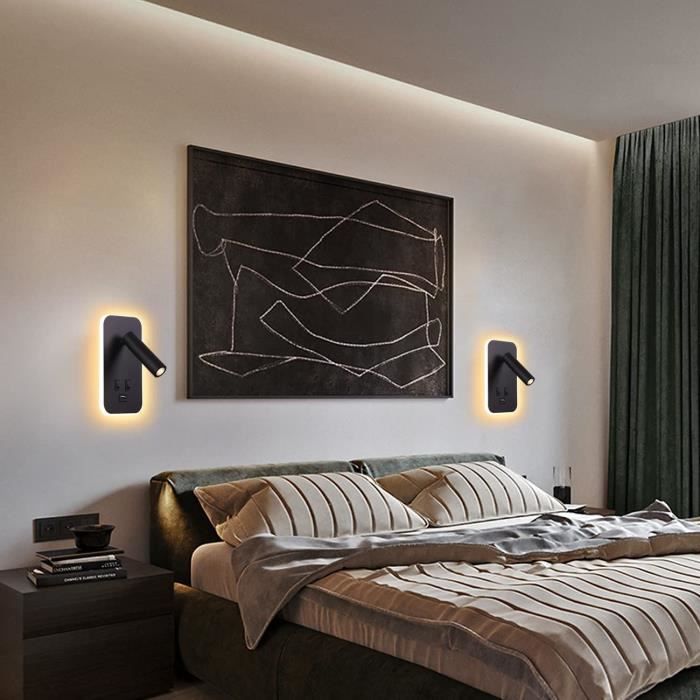 ERWEY 2pcs Applique murale LED, liseuse de chevet avec ERWEY 2pcs Applique murale LED, liseuse de chevet avec