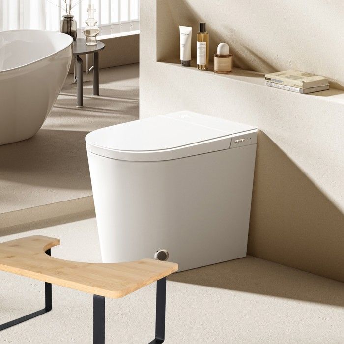 Tabouret Toilette 44.5 X 30.5 X 5.5 Cm Pour Adulte - Tabouret Salle De Bain Antidérapant Portable En Bois Et Métal, Améliore La Posture Et Le Confort