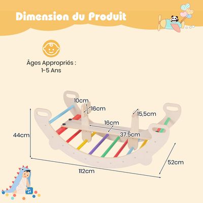 GOPLUS 4 En 1 Arche Escalade Montessori – Cheval Bascule, Tunnel Et Siège Amovible Pour Bébés 1-5 Ans