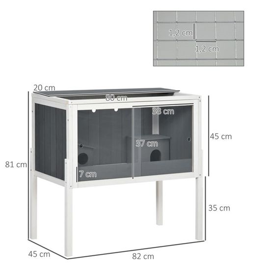 Cage Pour Hamster En Bois 82x41x102 Cm - Grande Cage Avec Litière Profonde, Façade Amovible, Montage Facile