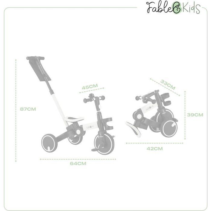 FableKids® Tricycle 7in1 Enfant Tricycle de course Roue d'apprentissage Enfants