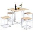 COSTWAY 5 PCS Ensemble de Table et Chaise de Cusine/Bar, Inclus 1 Table et 4 Chaises, Style Contemporain et Industriel-0