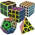 Coolzon Speed Magic Cube Ensemble Pyraminx + Megaminx + 2x2x2 + 3x3x3 + 4x4x4 5 Pack Puzzle Cube Set dans Boite-Cadeau Nouvea-0