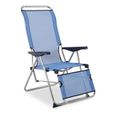 Transat Réglable de Jardin Relax Solenny 5 Positions Chaise longue Dossier Anatomique Bleu-0