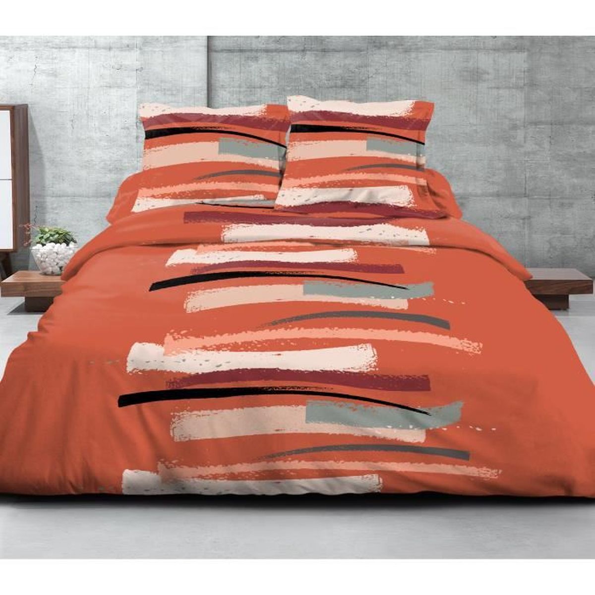 HOME DECO Parure de draps 4 pieces Drap Plat + Drap Housse + 2 taies d