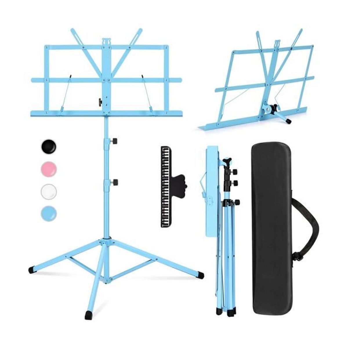 Pupitre De Musique Pliable World Rhythm WR-405 - Support Partitions Professionnel Léger - Noir