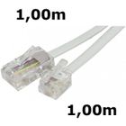 BRAND DITM® Cordon Téléphone ou ADSL RJ11 mâle vers RJ 45 mâle - blanc - 1,00 m