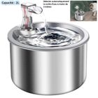 CO-PHÉNIX Fontaine à Eau Chat 304 en Acier Inoxydable Détection intelligente 24 Heures Gardent l'eau Propre Capacité de 2L Ultra-Calme