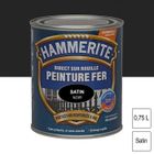 Peinture - Hammerite - Fer Satiné - 0.75 L - Noir - Glycérophtalique