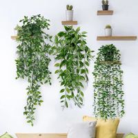Plante Artificielle Tombante - 3Pcs Plantes Artificielles avec Pots Interieur Extérieure Decoration -Vert Faux Lierre Suspendue