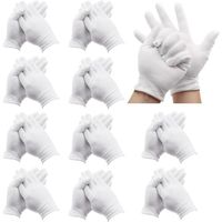 Lot de 12 paires de gants en coton blancs, gants humidificateurs réutilisables, taille unique, gants homme et femme pour les mains