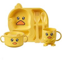 Ensemble de vaisselle pour enfants-Assiette pour bébé avec compartiments-Fourchette cuillère bol goblet incassable thème.