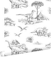 ESTAhome papier peint dinosaures noir et blanc - 0,53 x 10,05 m - 139269