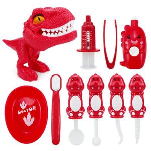 DOCTEUR - VÉTÉRINAIRE Rouge - Ensemble de jouets à thème de dinosaure pour enfants, 10 pièces, maison de jeu, dentiste, éducation p