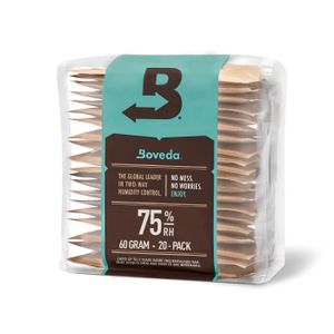 HUMIDIFICATEUR A CIGARE Sachet Régulateur d'Humidité Boveda pour Tabac & Cigare - 20 Sachets Dés-Humidificateurs - 75% d'HR - Taille 60 - 25 Cigares/Sachet