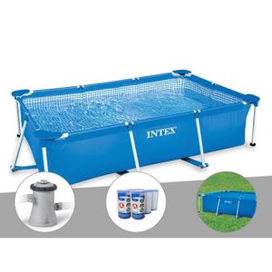 PISCINE Kit piscine tubulaire rectangulaire Intex 3,00 x 2,00 x 0,75 m + Filtration à cartouche + 6 cartouches de filtration + Bâche à