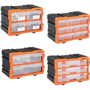 BAC DE RANGEMENT OUTILS Organisateur pour outils plastique transparent 29,5x19,5 x16cm boîtes rangement 72 compartiments tiroirs caisse vis incluses