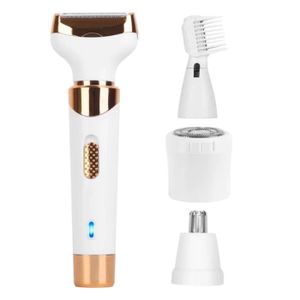 Rasoir électrique 4 En 1 Femme - Visage, Corps, Bikini - Portable USB Rechargeable Blanc - Neuf