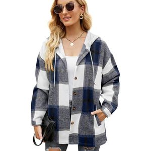 VESTE Femme Veste Chemise à Carreaux Veste épaisse Automne Hiver Hoodie Shacket Manteau Chaud Chemisier à Manches Longues