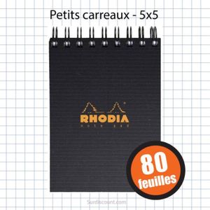 Rhodia - Bloc notes à spirale - 10 x 15 cm - 160 pages - petits carreaux  Pas Cher