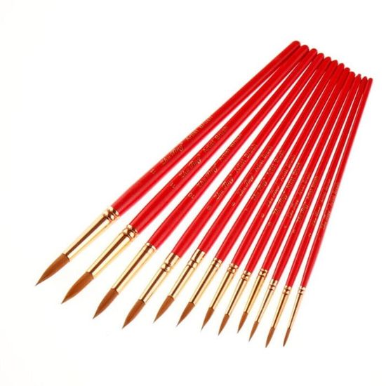 Pack De 12 Pinceaux Plats Pour Peinture Acrylique, Huile Et Aquarelle - Manche En Bois, Idéal Débutants Et Pros - 8