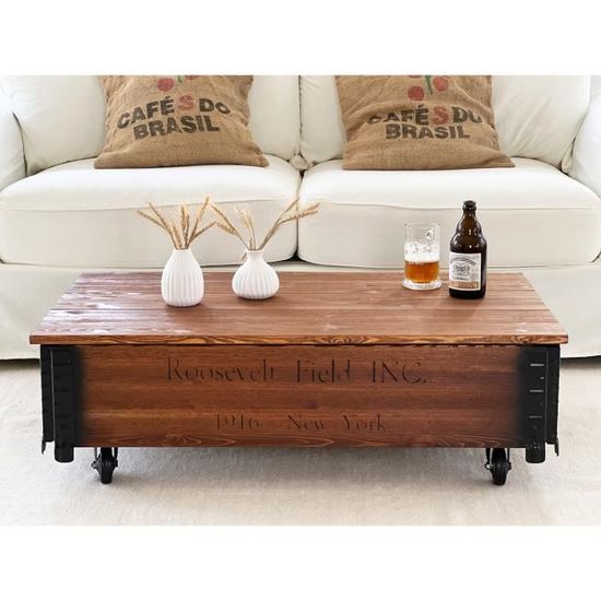 Ancienne Table Basse en Bois Peint Blanc