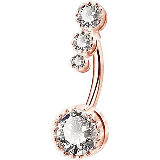 Piercing De Nombril Lune En Acier Chirurgical 316L Doré - 14G, 10 Mm - Zircone Cubique Transparente