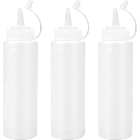 6 Bouteilles à Sauce Souples – Flacons Transparents à Presser, Avec Bouchon, Pour Condiments, Huile, Sauce Maison