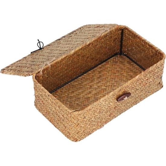 Ancien Panier à Poisson Créel Du New England, Tissé Main En Osier Avec Couvercle En Bois - 23 Cm De Haut