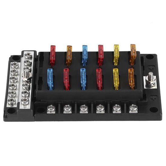 Qiilu Boîte à fusibles, boîtier de barre de direction séparable rotatif avec support de lame 12