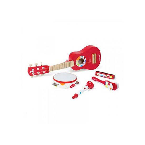 Kit De 6 Instruments De Musique En Bois WOODENFUN – Guitare, Ukulélé, Tambourin, Maracas, Harmonica, Clapettes – Pour Enfant De 3 Ans Et Plus, Cadeau éducatif