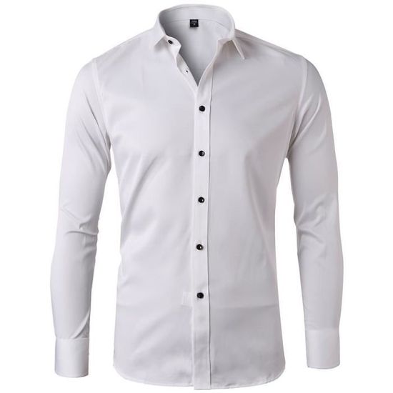 Chemise Homme Infroissable Manches Longues - 94% Polyester 6% élasthanne, Coupe Regular Fit, Bureau, Cérémonie