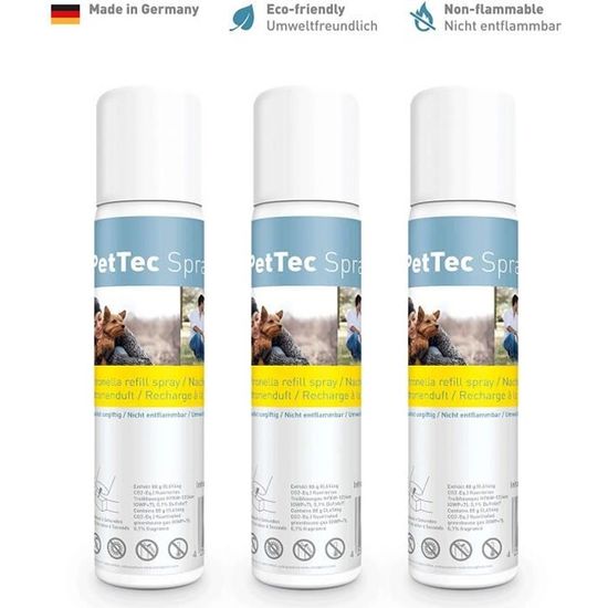 3x PetTec Recharge Spray Citronnelle, Anti-Aboiement pour Chien, 75ml, Anti Allergie et écologique, à Utiliser avec Un Collier