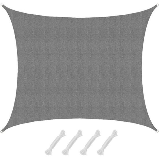 AMANKA 6x5 Voile d'Ombrage Rectangulaire - 90% UV Protection - Toile d'Ombrage Perméable - Toile Pergola - Voiles d'Ombrage pour Patio Bache d'Ombrage - Parasol Toile Perméable Protege Soleil Terrasse