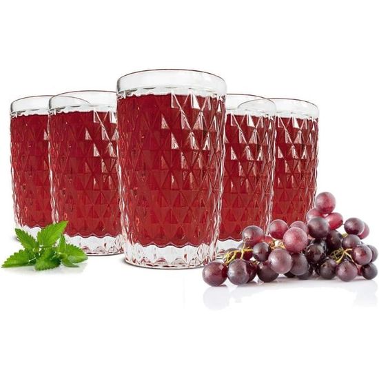 Verres à Long Drink Noirs Fumés - Lot De 6 - 430 Ml - Pour Cocktails, Jus, Boissons - Lave-vaisselle